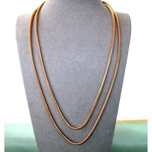 Elegant Gold Tone Snake Chain Necklace & Bracelet Set 44" w/bracelet
